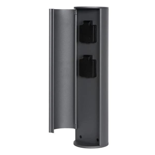 Lucide POWERPOINT - Outdoor socket column - Sockets with pin earth - Type E - FR, BE, POL, SVK & CZE standard - Ø 10 cm - IP44 - Anthracite - detail 2